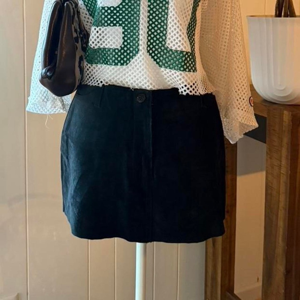 Vintage Sin by Morgan Cooper Black Suede Genuine Leather  Mini Skirt Size 5/6